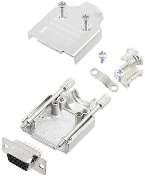 TRU COMPONENTS TCMHDM09HDS15K 7708828 D-SUB Buchsenleisten-Set 180 ° Polzahl: 15 Lötkelch 1 St.