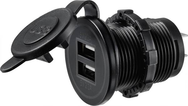 USB-Ladestecker mit 2 USB A-Anschlüssen Buchse, Einbau TC-9070412 TRU COMPONENTS Inhalt: 1 St.