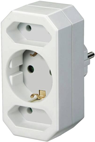 Adapterstecker Euro 2 + Schutzkontakt 1 - Weiss