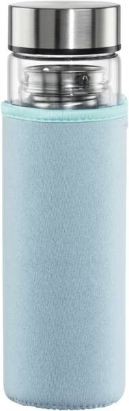 181598 Glas-Trinkflasche mit Sieb, 450 ml - Pastellblau