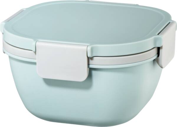 181584 Salatbox, mit zwei Kammern - Pastellblau-Grau