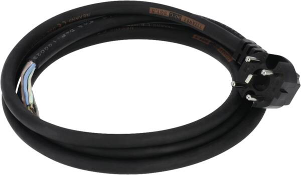 220798 Herdkabel mit Starkstromstecker, 2m - Schwarz