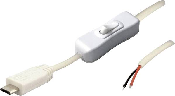 BKL Electronic MUSB 10080117 - Micro-USB Kabel Stecker mit Schalter weiß Stecker, gerade 2 polig belegt 10080117 BKL El