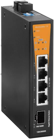 Weidmüller IE-SW-BL05-1GS-4GTPOE Industrial Ethernet Switch 10 / 100 / 1000 MBit/s PoE-Funktion