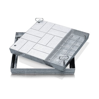ZARGES - Schachtabdeckung Edelstahl V2A gebeizt, B 635 x T 635mm, Bauhöhe 90mm