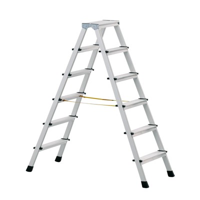 ZARGES - Stehleiter 2 x 10 Stufen, Aluminium, beidseitig begehbar, H 2.390mm, B 600mm