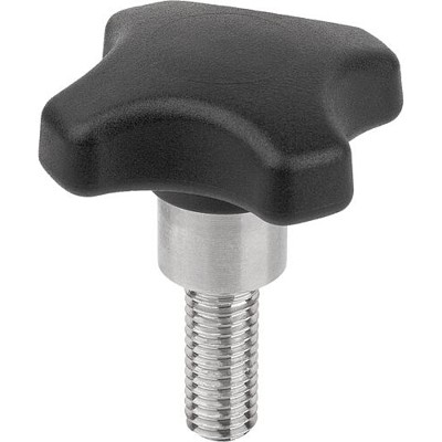 KIPP - KREUZGRIFF HOCHTEMPERATURBESTÄNDIG, MIT VORSTEHENDER BUCHSE, FORM:L M08X50, D1=40, PPA GF30 FDA EU10/2011 SCHWARZ,