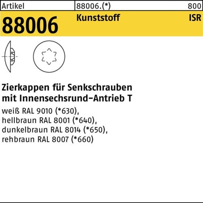 NOBRAND - Kappen ART 88006 für TORX 30 x 16,5/6 dunkelbraun RAL 8014 S