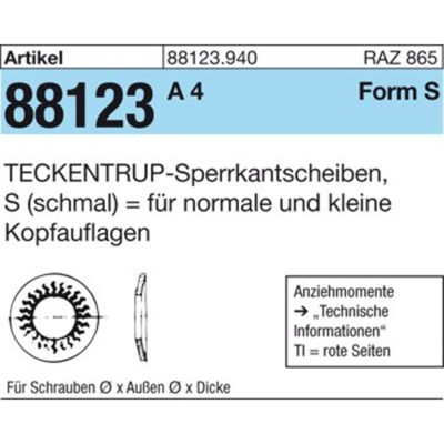 NOBRAND - TECKENTRUP-Sperrkantscheiben ART 88123 C 60 flZnnc SKS 6 flZn S