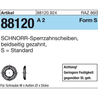 NOBRAND - ART 88120 SCHNORR - Scheiben Federstahl S 3 S