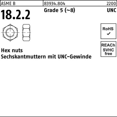 NOBRAND - Sechskantmuttern ART 83934 Grad 5 7/16 UNF S
